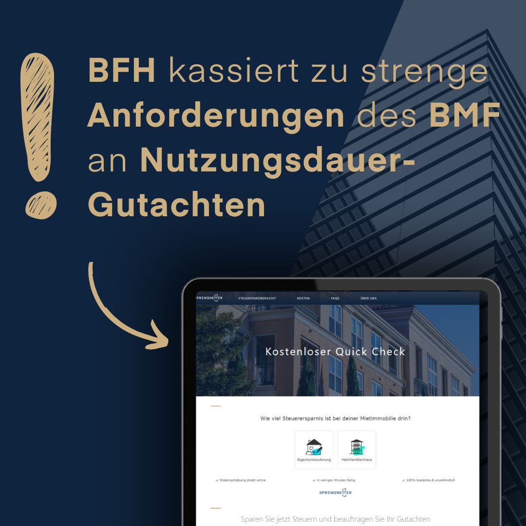BFH kassiert zu strenge Anforderungen des BMF an Nutzungsdauer-Gutachten