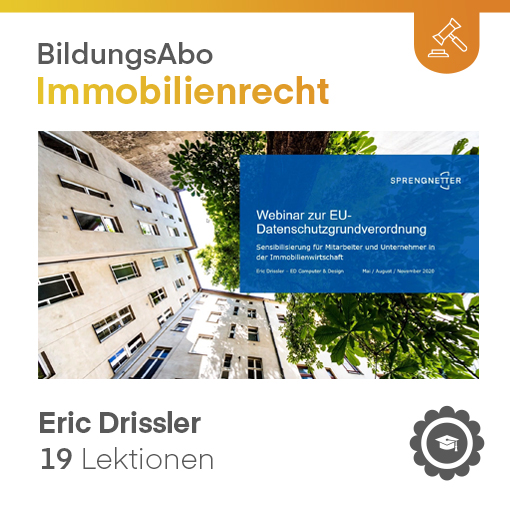 DSGVO - Sensibilisierung für Mitarbeiter und Unternehmer in der Immobilienwirtschaft (VIDEO-Kurs) DSGVO - Sensibilisierung für Mitarbeiter und Unternehmer in der Immobilienwirtschaft (VIDEO-Kurs)